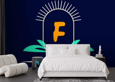 Multi colored alphabet in style logo Design, Alphabet letter F vector Wall mural