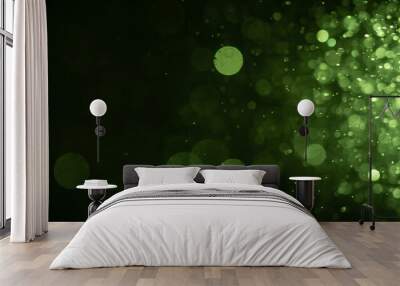 Abstract Green bokeh defocus glitter blur Background. Wall mural