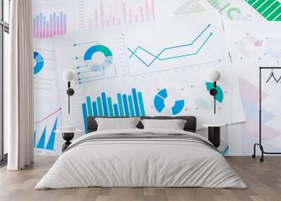 Business Graphs finance document. Wall mural