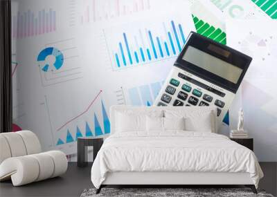 Calculator with Business Graphs finance document. Wall mural