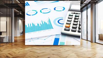 Calculator with Business Graphs finance document. Wall mural