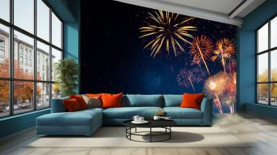 Fireworks with blur milky way background Wall mural