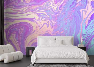 Purple Liquid marble abstract surfaces Design. Wall mural