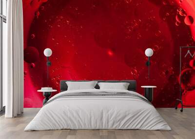 Red with water drops Wall mural