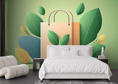 eco-friendly and sustainable packaging for organic products that emphasizes minimalism and biodegradable materials Wall mural