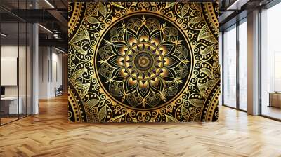 Elegant black and gold abstract design with intricate details Wall mural