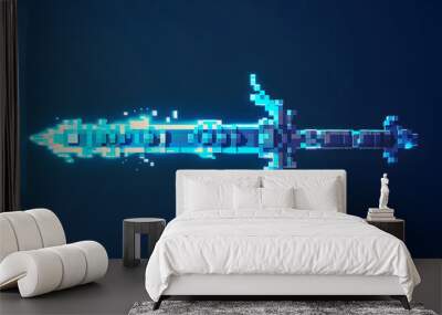 Icon of a pixelated sword with glowing edges ar7 4 Generative AI Wall mural