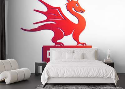 Template Dragon Logo isolated on white background. Vector illust Wall mural