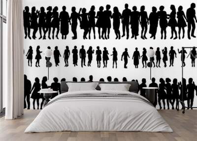  isolated silhouette of a crowd of people, collection Wall mural