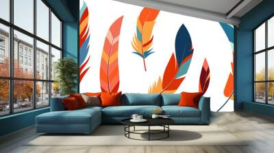 bird feathers in flat style, vector Wall mural