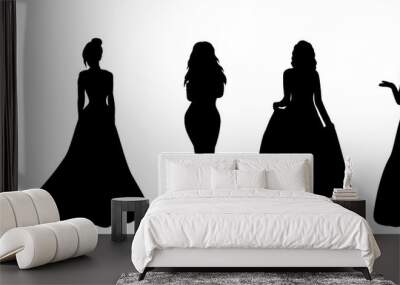 bride, princess black silhouette, isolated, vector Wall mural