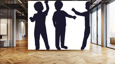 children silhouette on white background isolated vector Wall mural