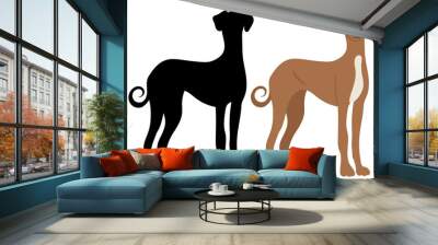 dog black silhouette on white background, isolated Wall mural