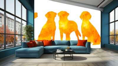 dogs watercolor silhouette on white background, isolated, vector Wall mural