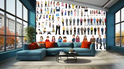 flat people, collection, girls men, children Wall mural