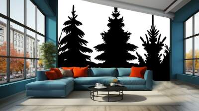 forest black silhouette design isolated vector Wall mural