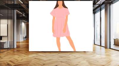 girl, woman in dress flat design, isolated Wall mural