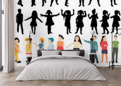 isolated, set of children in flat style Wall mural