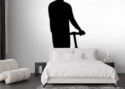 man on scooter icon black silhouette, vector Wall mural