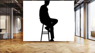 man sitting on chair silhouette, vector Wall mural