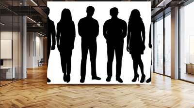 people black silhouette, on white background, isolated, vector Wall mural