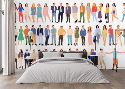 people men and women set in flat style, isolated, vector Wall mural