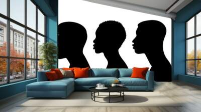 people portrait set, silhouette collection isolated Wall mural