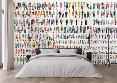 people set flat design on white background isolated, vector Wall mural