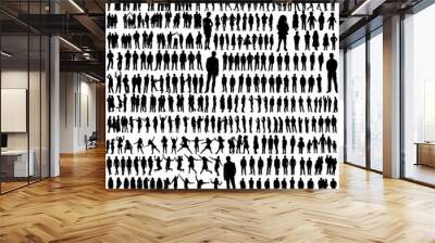 people set silhouette, isolated, vector Wall mural