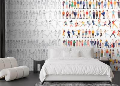 people set sketch ,contour vector Wall mural