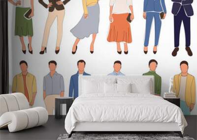 people sketch set on white background, vector Wall mural