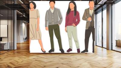 people stand set sketch ,outline isolated vector Wall mural