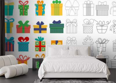 set of gifts in flat style, isolated vector design Wall mural