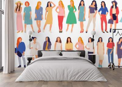 set of girl, women in flat style, isolated, vector Wall mural