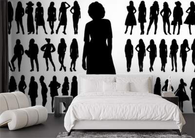 set of woman silhouette design isolated vector Wall mural