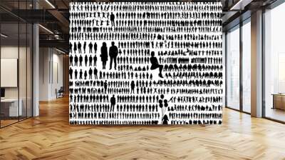 silhouette people set on white background, isolated, vector Wall mural