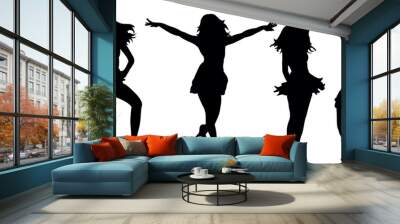 Vector, illustration, silhouette of dancing girl, collection Wall mural