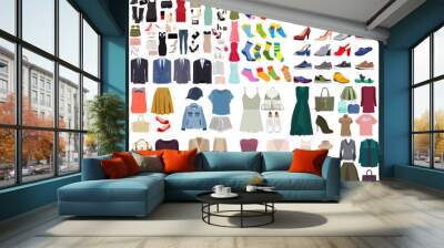 vector, isolated, set of clothes and shoes Wall mural