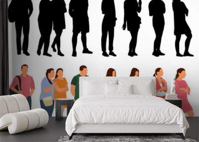 vector, isolated, set of people go, flat style, collection Wall mural