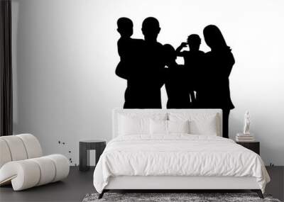 Vector, silhouette family with three children Wall mural