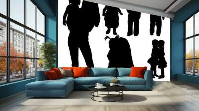 Vector, silhouette of mother and baby, collection Wall mural