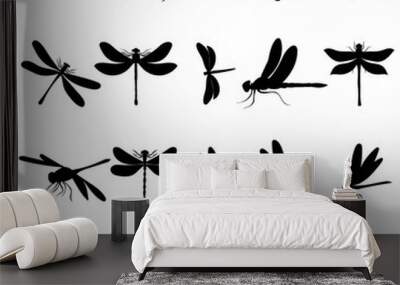 vector isolated dragonfly silhouettes set Wall mural