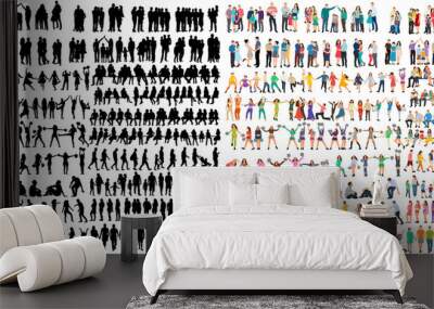 vector isolated people silhouettes set Wall mural