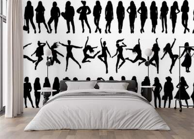 woman silhouette collection isolated, vector Wall mural