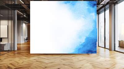 Abstract blue watercolor paint on white paper background Wall mural