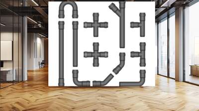 Vector Set of Plastic Pipes Isolated on White Wall mural