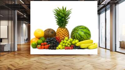 ripe tasty fruit composition set isolated on white Wall mural