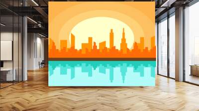 Cityscape in flat style for your design. Wall mural