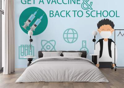 Time to vaccinate and back to school concept: Cartoon vetor style for your design.	 Wall mural