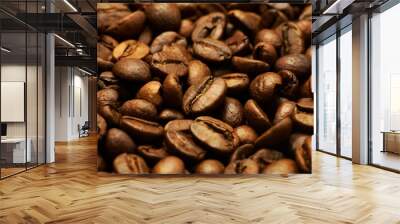 Roasted coffee beans macro close up background Wall mural